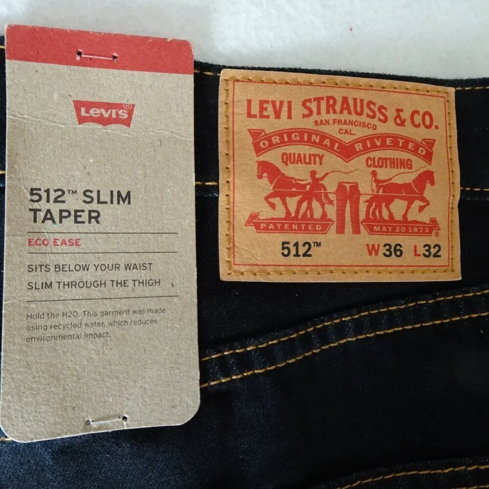 Levi's 512 Slim Taper Jeans Men's Size 36x32 Blue Denim Eco Ease
